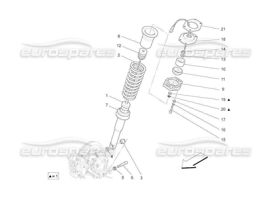 maserati qtp. (2011) 4.7 auto rear shock absorber devices part diagram