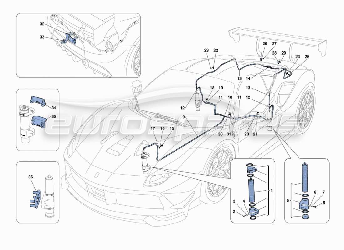 ferrari 488 challenge lifting system part diagram