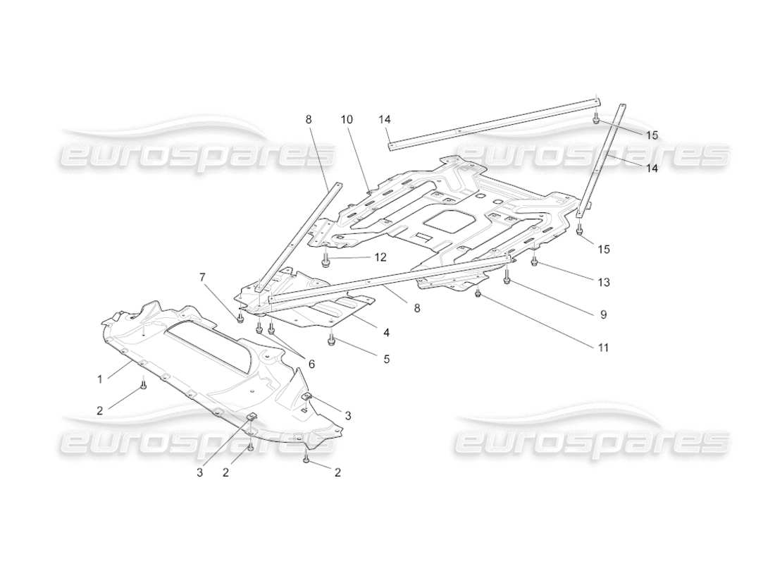 maserati grancabrio (2010) 4.7 underbody and underfloor guards parts diagram