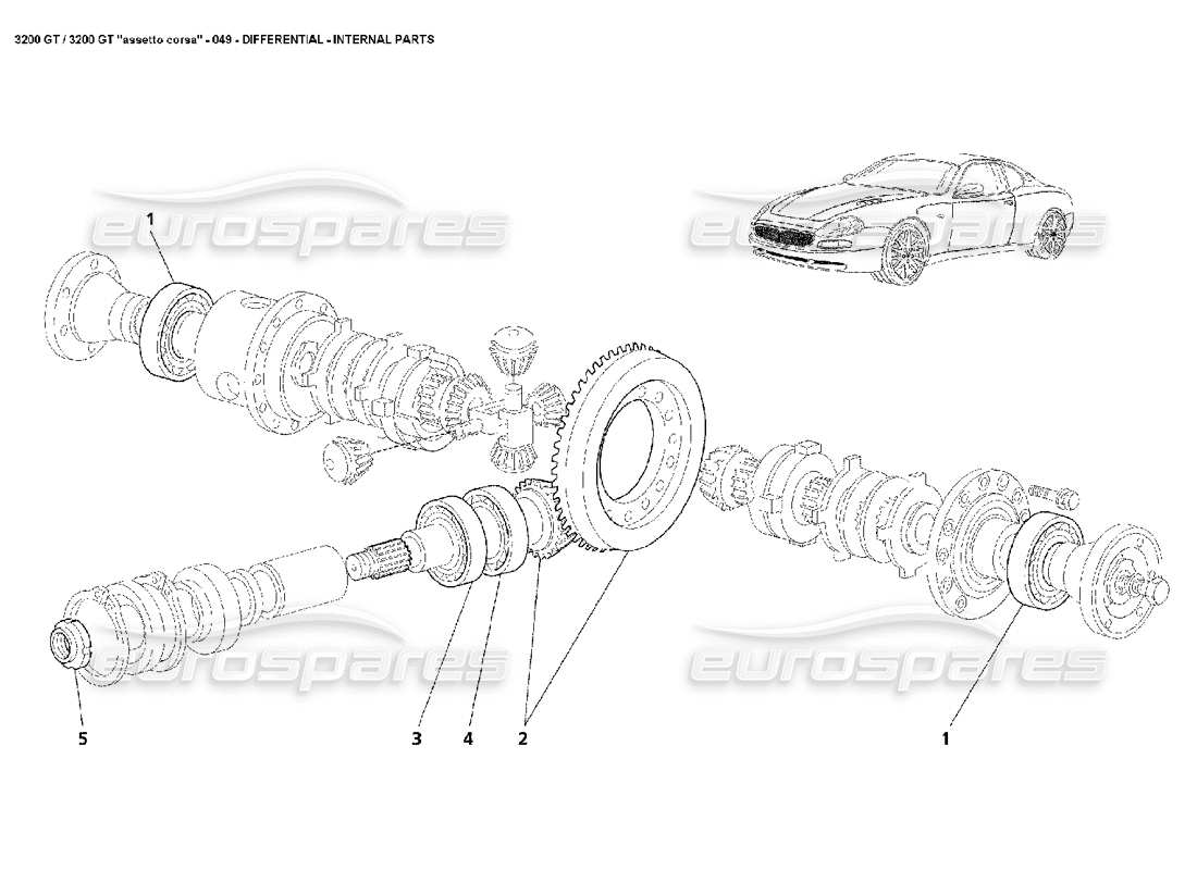 maserati 3200 gt/gta/assetto corsa differential: internal parts parts diagram