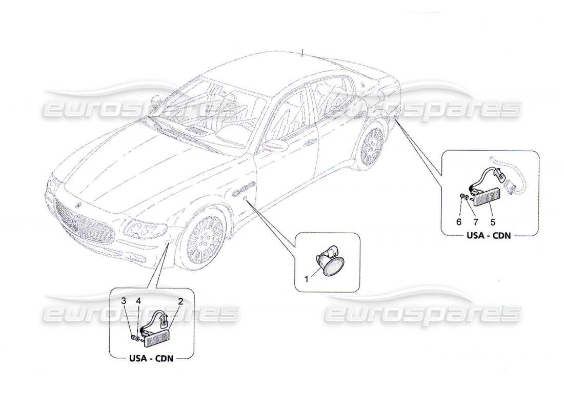 maserati qtp. (2010) 4.7 side light clusters parts diagram