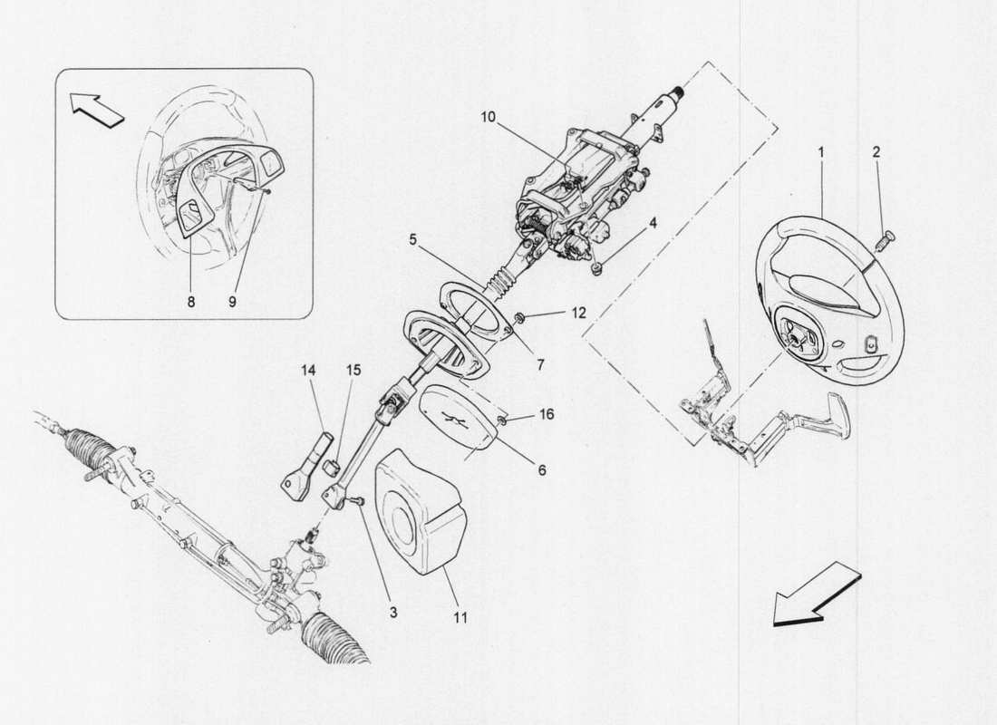 maserati qtp. v6 3.0 tds 275bhp 2017 steering column and wheel unit part diagram