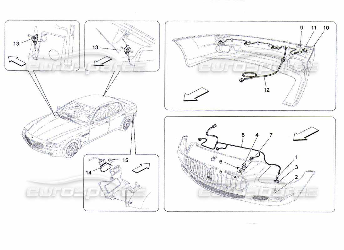 maserati qtp. (2010) 4.7 parking sensors part diagram