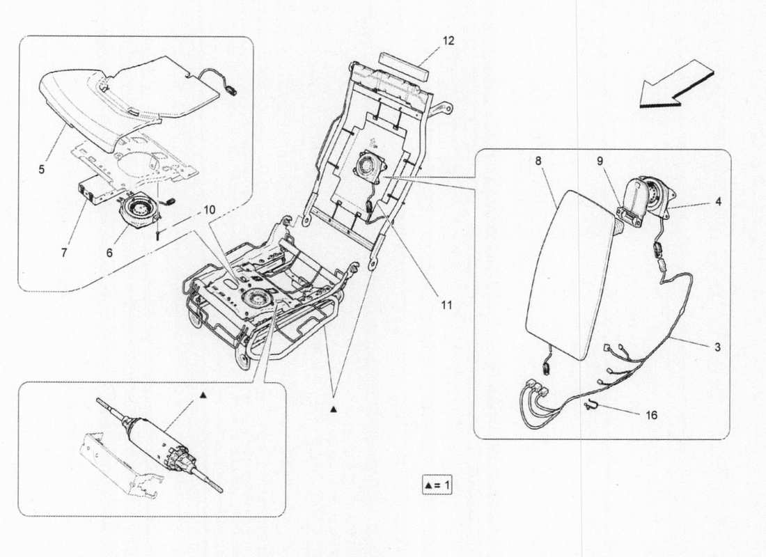 maserati qtp. v6 3.0 bt 410bhp 2015 rear seat electronics parts diagram