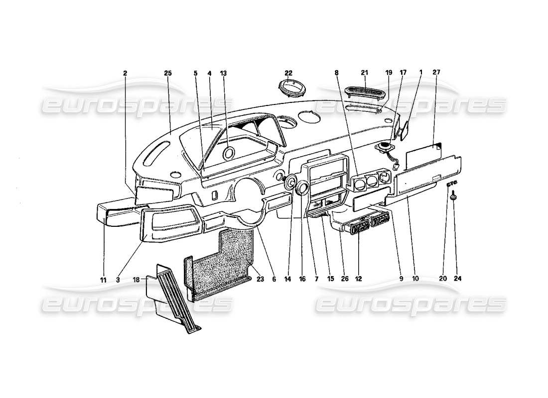 ferrari 328 (1985) instrument panel part diagram