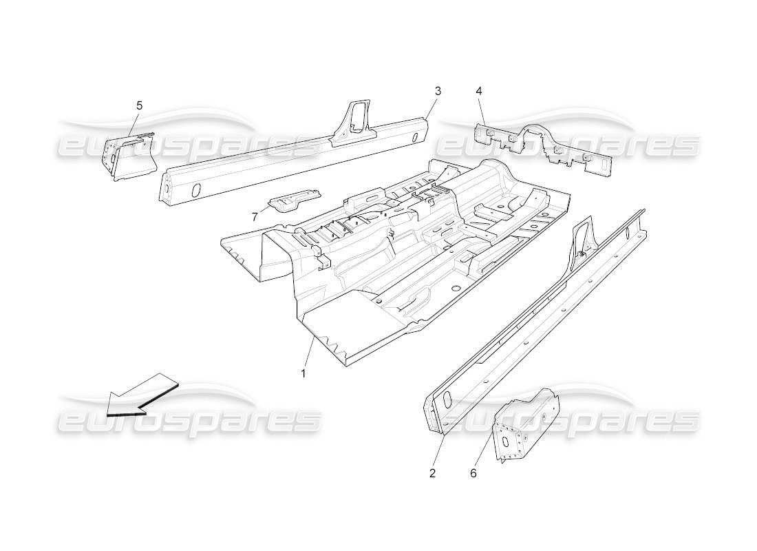 maserati qtp. (2011) 4.7 auto central structural frames and sheet panels part diagram