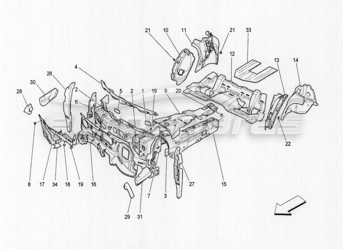 maserati qtp. v8 3.8 530bhp auto 2015 passenger compartment mats parts diagram