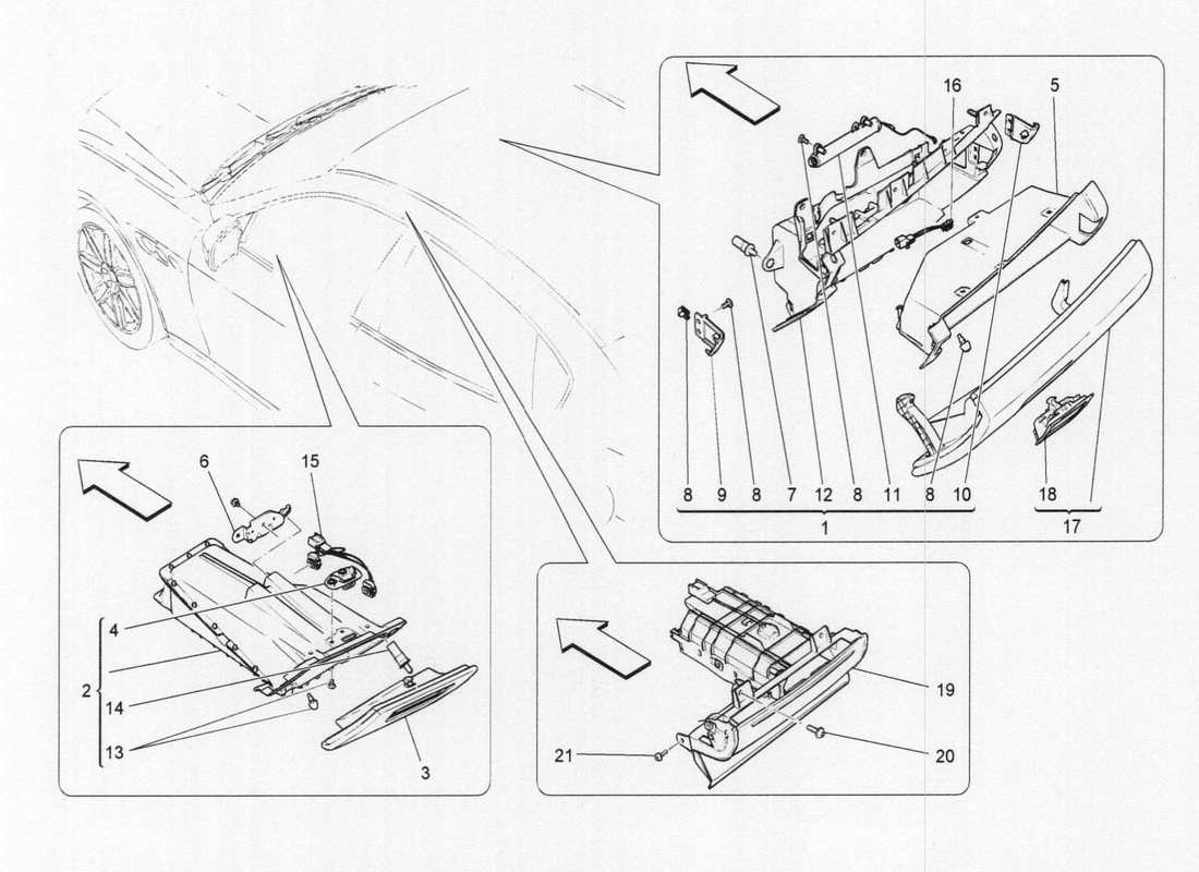 maserati qtp. v6 3.0 tds 275bhp 2017 dashboard glovebox part diagram