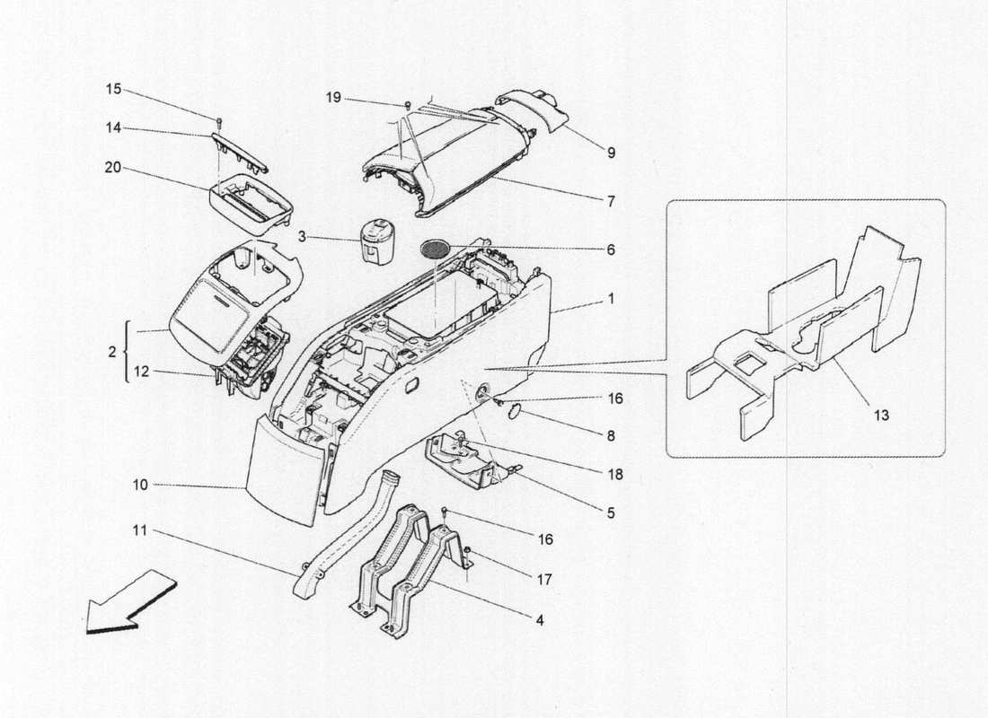 maserati qtp. v6 3.0 tds 275bhp 2017 glove compartments part diagram