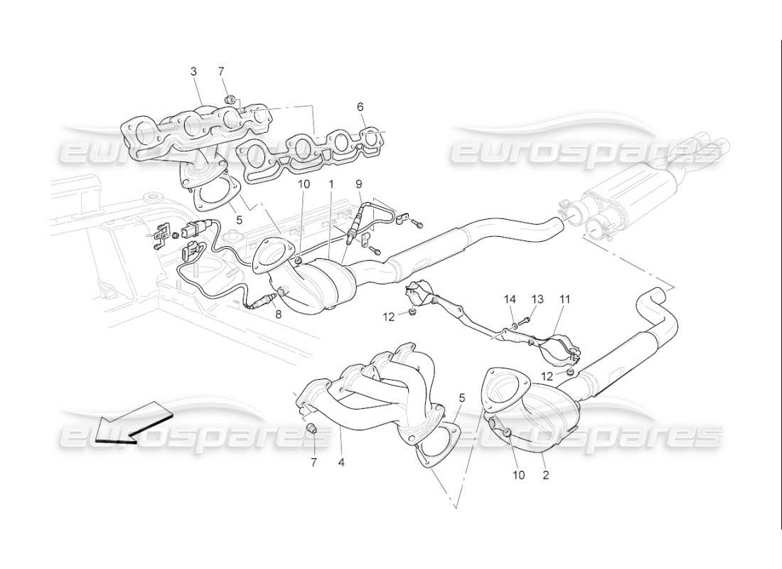 maserati qtp. (2009) 4.2 auto pre-catalytic converters and catalytic converters part diagram