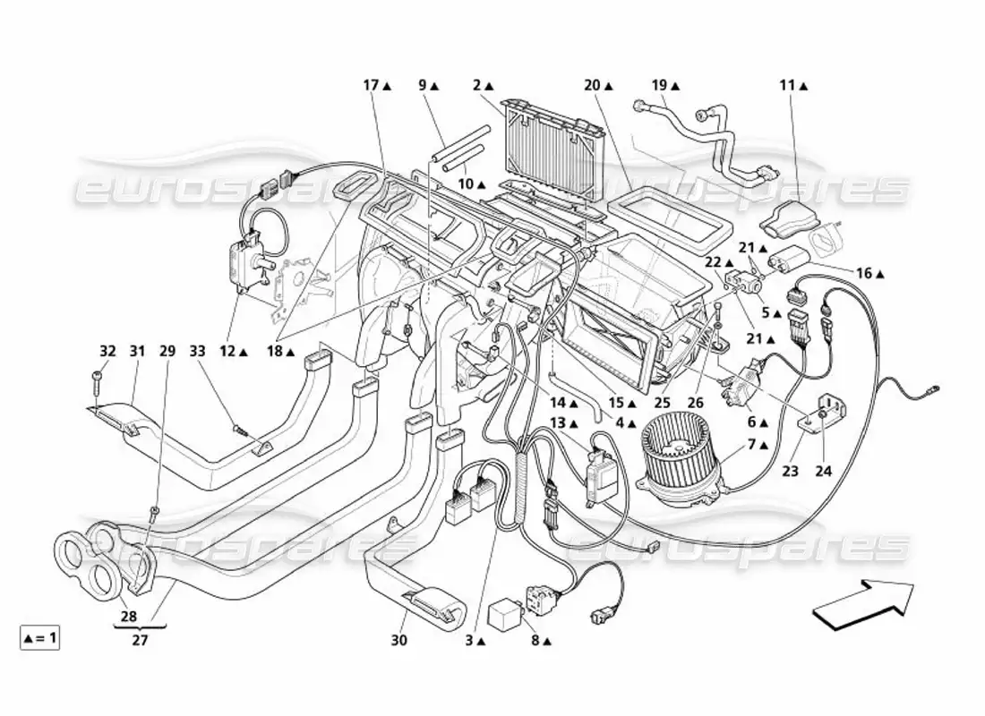 maserati 4200 coupe (2005) evaporator group parts diagram