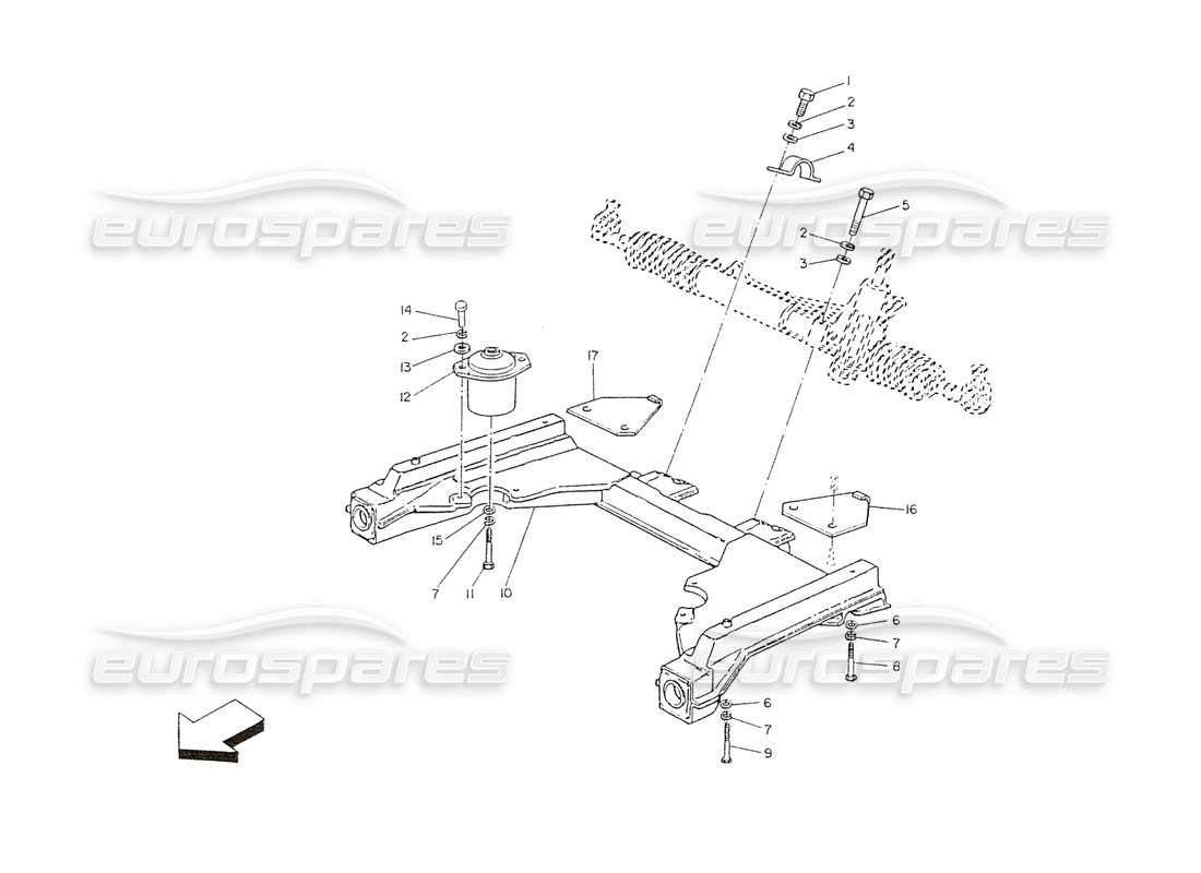 maserati shamal front chassis and steering box part diagram