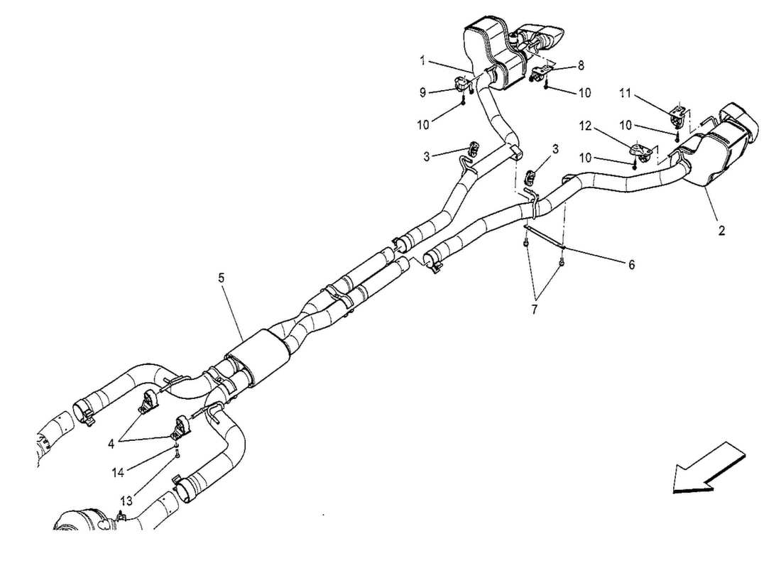 maserati qtp. v8 3.8 530bhp 2014 silencers parts diagram