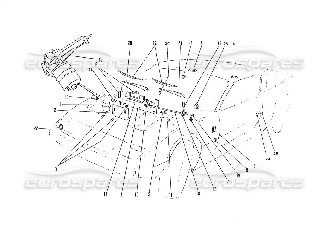 ferrari 365 gtc4 (coachwork) wiper mec parts diagram