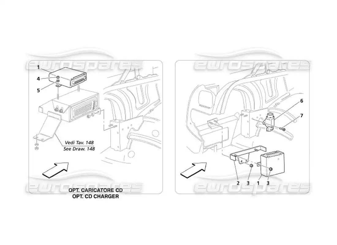 maserati 4200 spyder (2005) lh side trunk bonnet control unit parts diagram