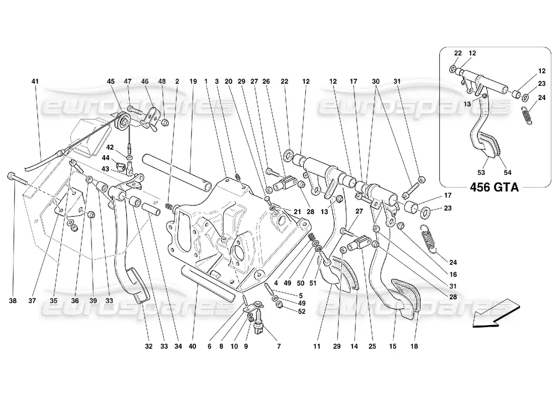ferrari 456 gt/gta pedals and accelerator control -not for gd parts diagram