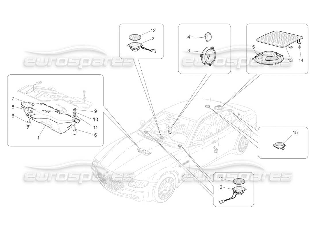 maserati qtp. (2008) 4.2 auto sound diffusion system part diagram