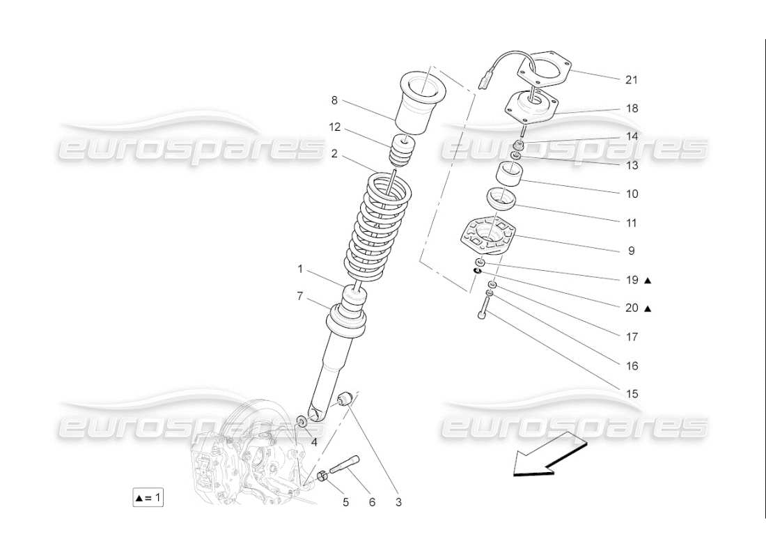 maserati qtp. (2008) 4.2 auto rear shock absorber devices part diagram