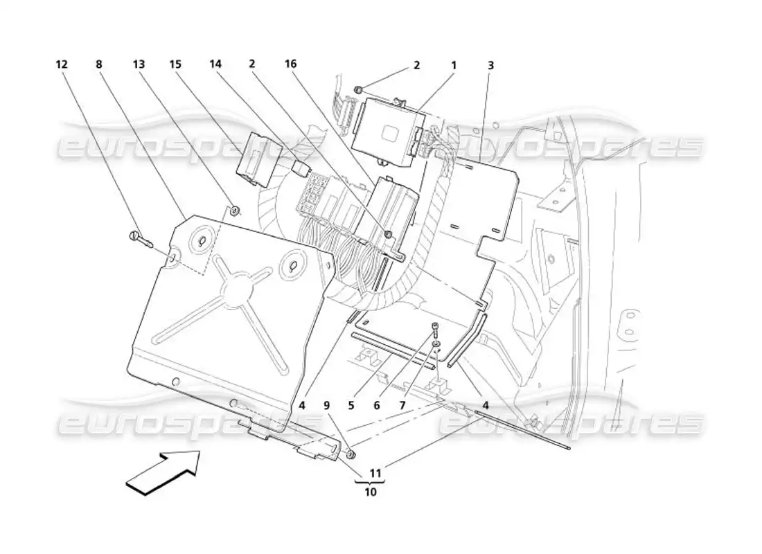 maserati 4200 spyder (2005) passengers side control units parts diagram