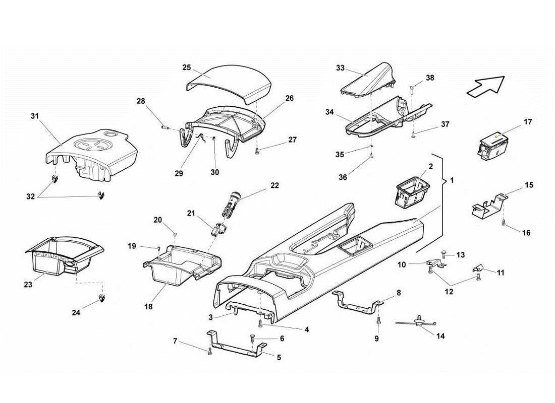 lamborghini gallardo lp570-4s perform rear tunnel parts diagram