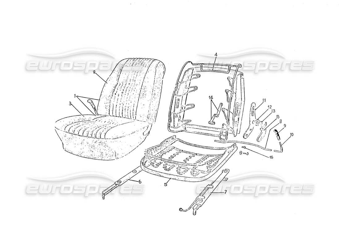 ferrari 275 (pininfarina coachwork) gruppo sedili - d.v.n. 81 part diagram