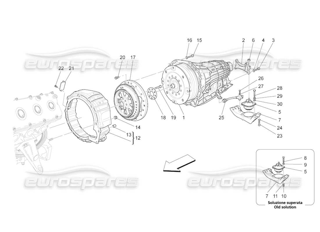 maserati grancabrio (2010) 4.7 gearbox housings part diagram