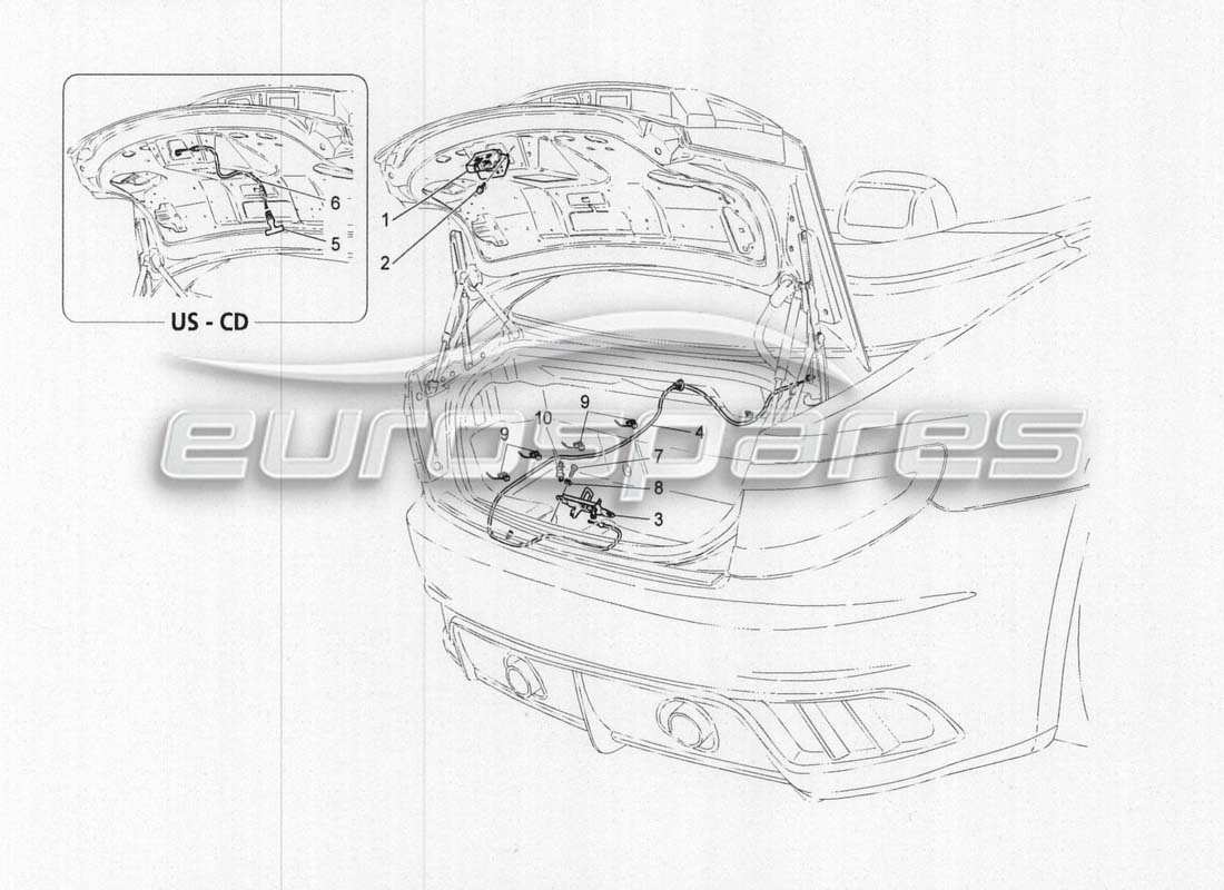 maserati grancabrio mc centenario rear lid opening control part diagram