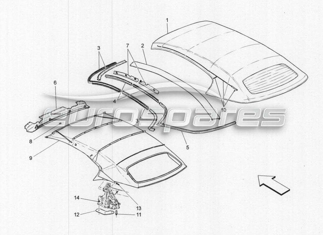 maserati grancabrio mc centenario electrical system: linings part diagram