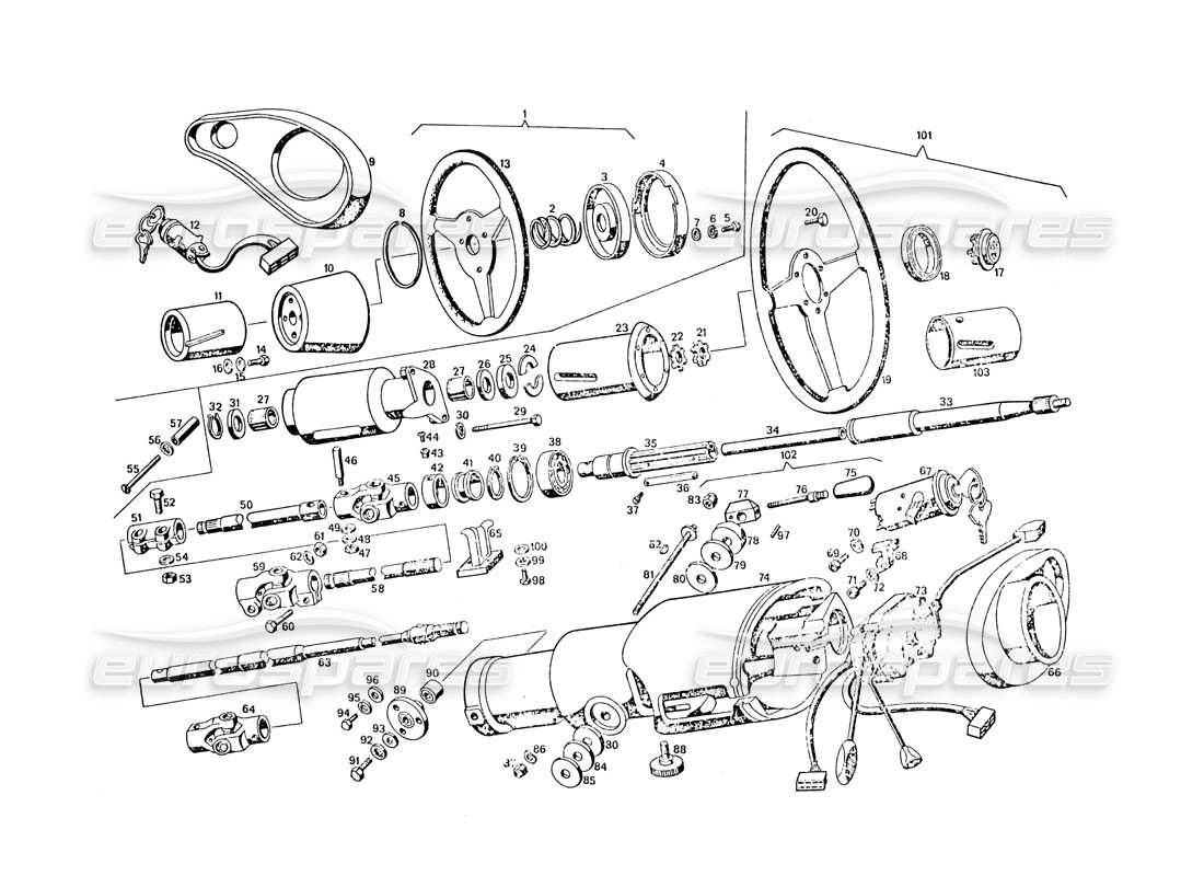 maserati khamsin steering parts parts diagram