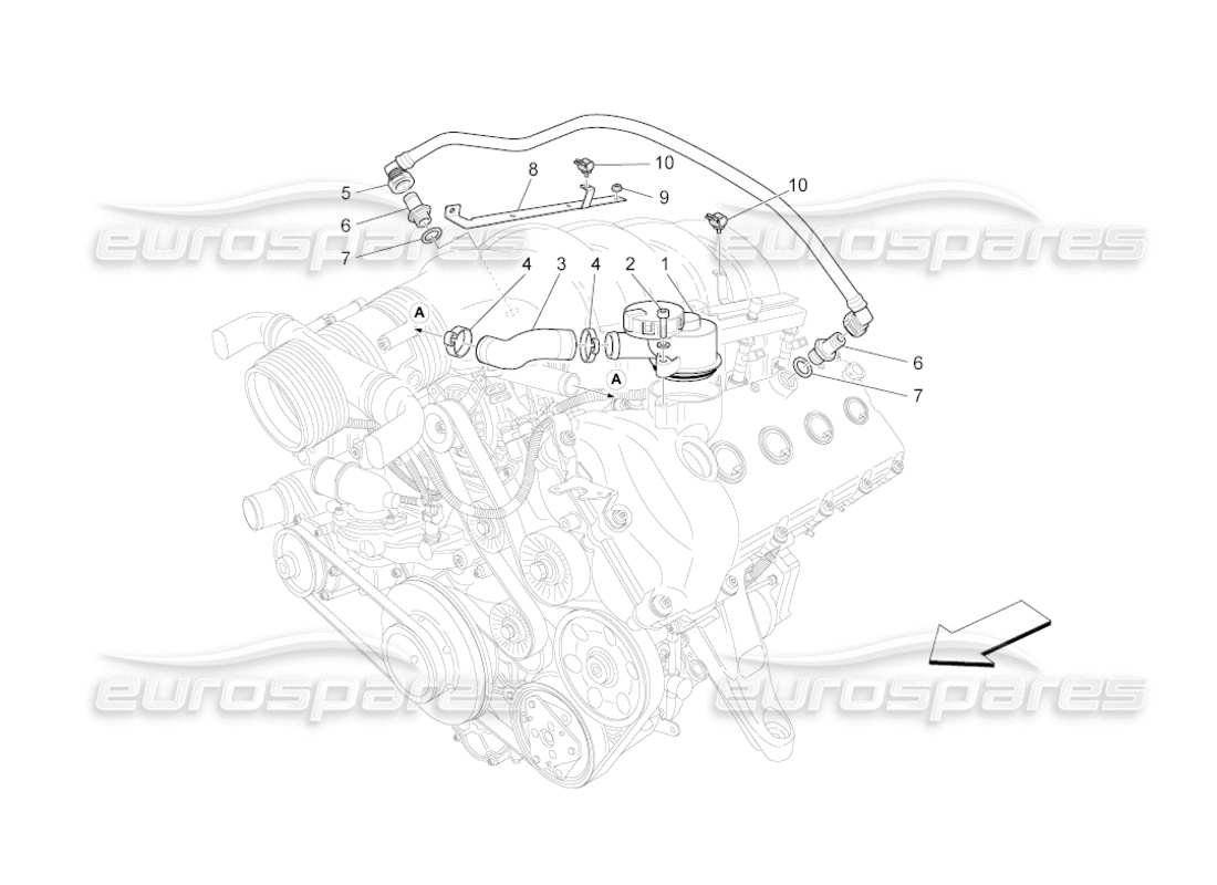 maserati grancabrio (2011) 4.7 oil vapour recirculation system part diagram