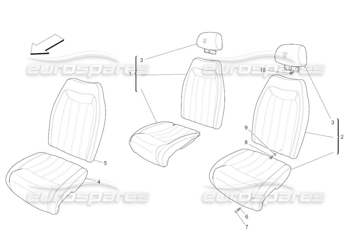 maserati grancabrio (2011) 4.7 rear seats: trim panels part diagram