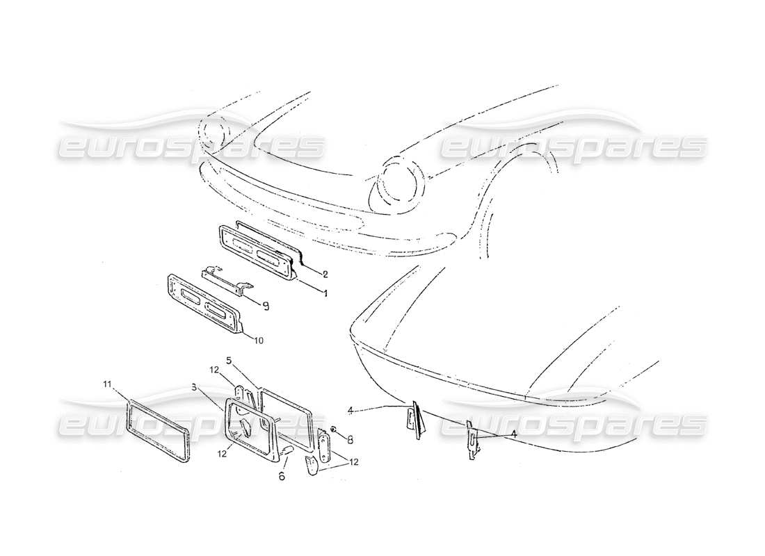 ferrari 275 (pininfarina coachwork) gruppo portatarghe ant. e post. part diagram