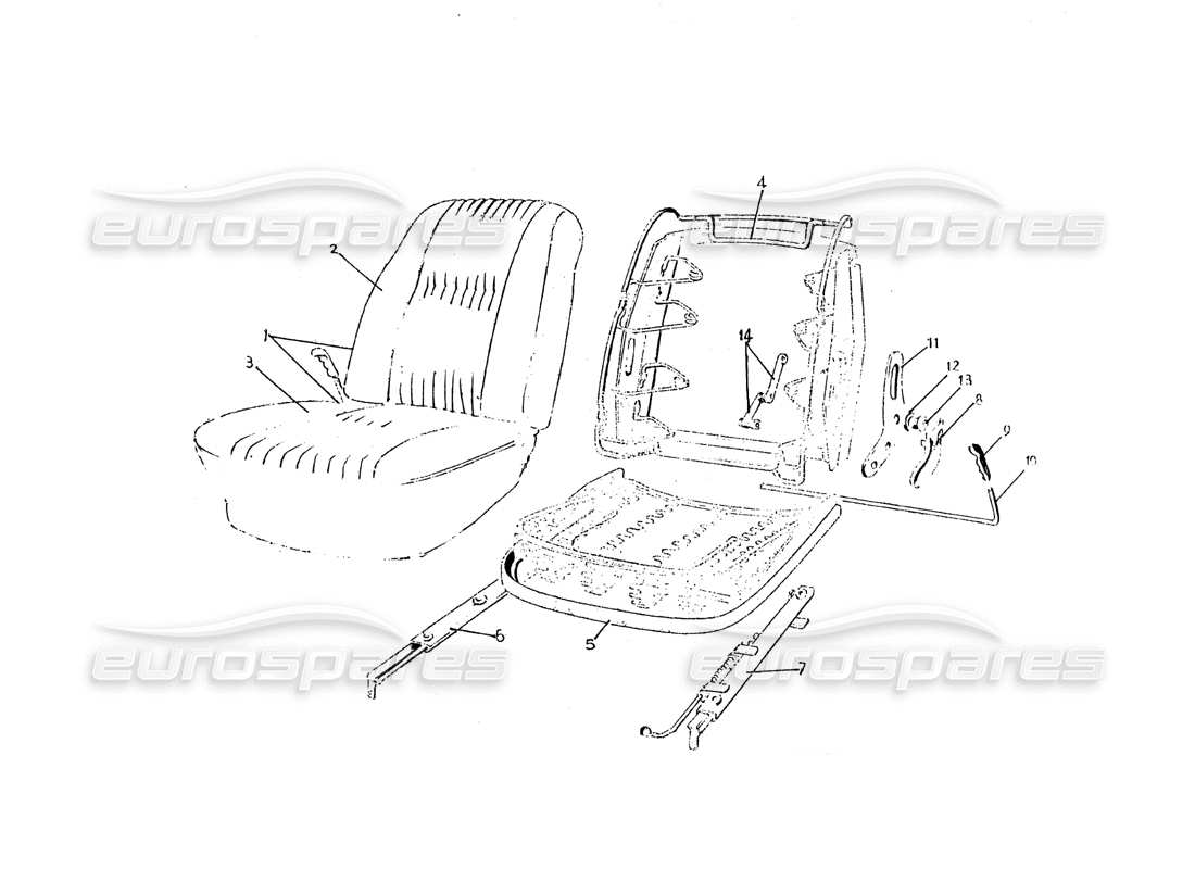 ferrari 275 (pininfarina coachwork) gruppo sedili - f.v.n. 80 part diagram