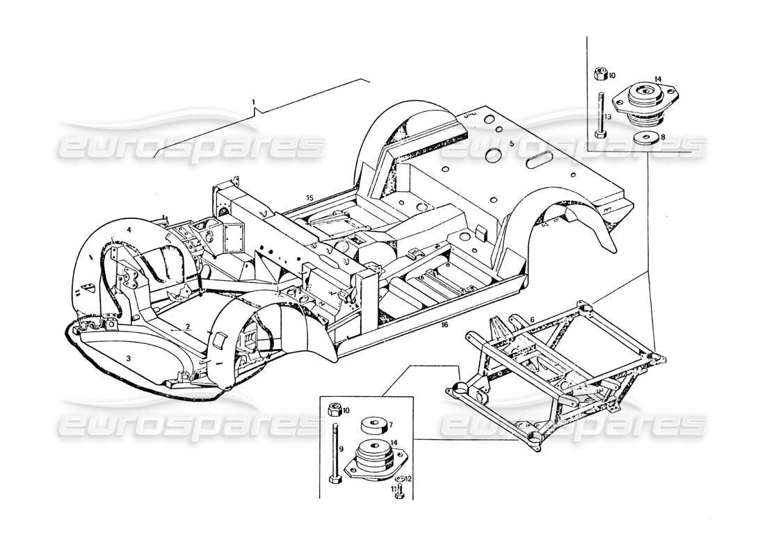 maserati khamsin frame part diagram