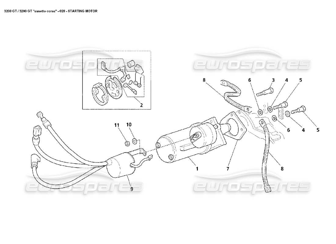 maserati 3200 gt/gta/assetto corsa starter motor parts diagram