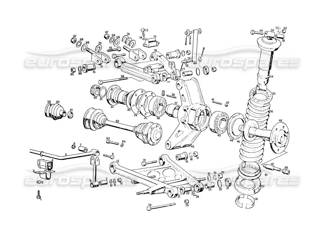 maserati khamsin rear suspension parts diagram