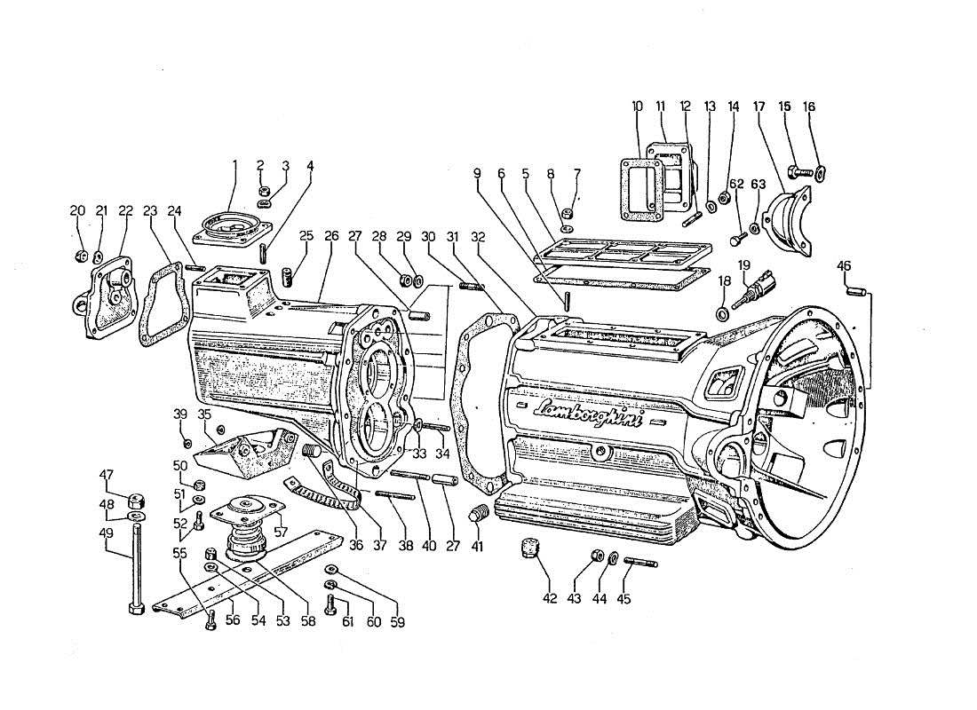 lamborghini jarama scatola cambio parts diagram