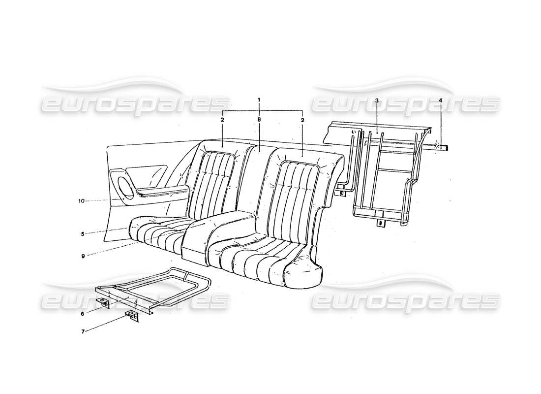 ferrari 365 gt4 2+2 coachwork rear seats parts diagram