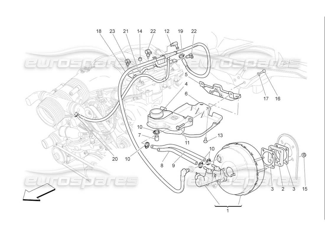 maserati qtp. (2008) 4.2 auto brake servo system part diagram