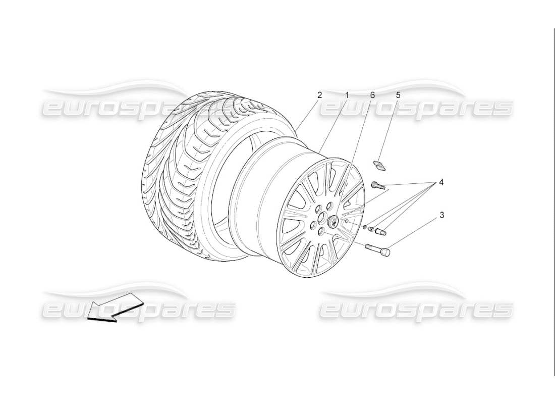 maserati qtp. (2008) 4.2 auto wheels and tyres part diagram