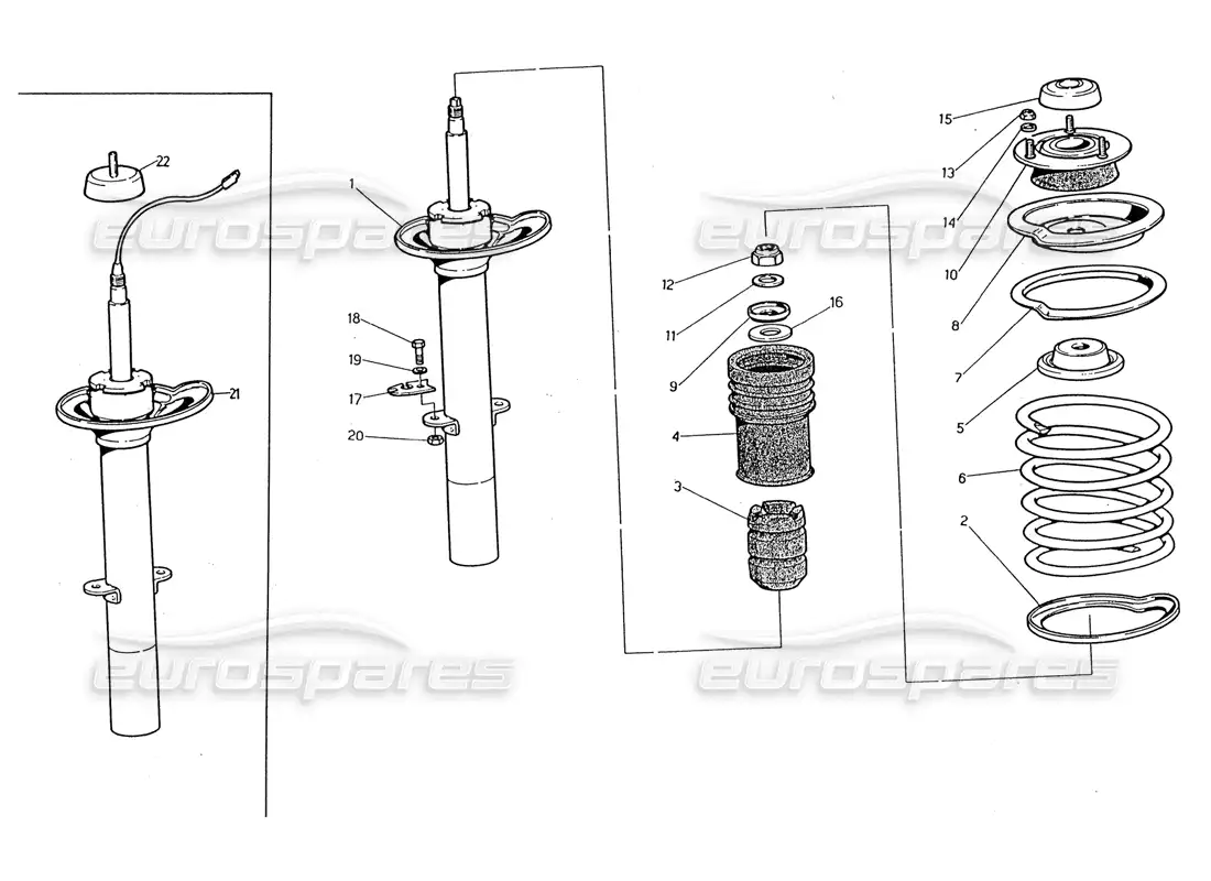 maserati 2.24v front shock absorber parts diagram