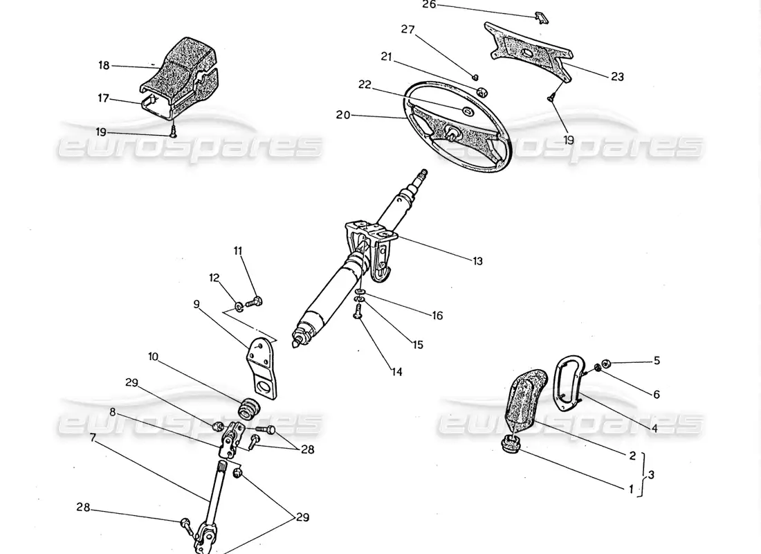 maserati 2.24v steering shaft and wheel parts diagram