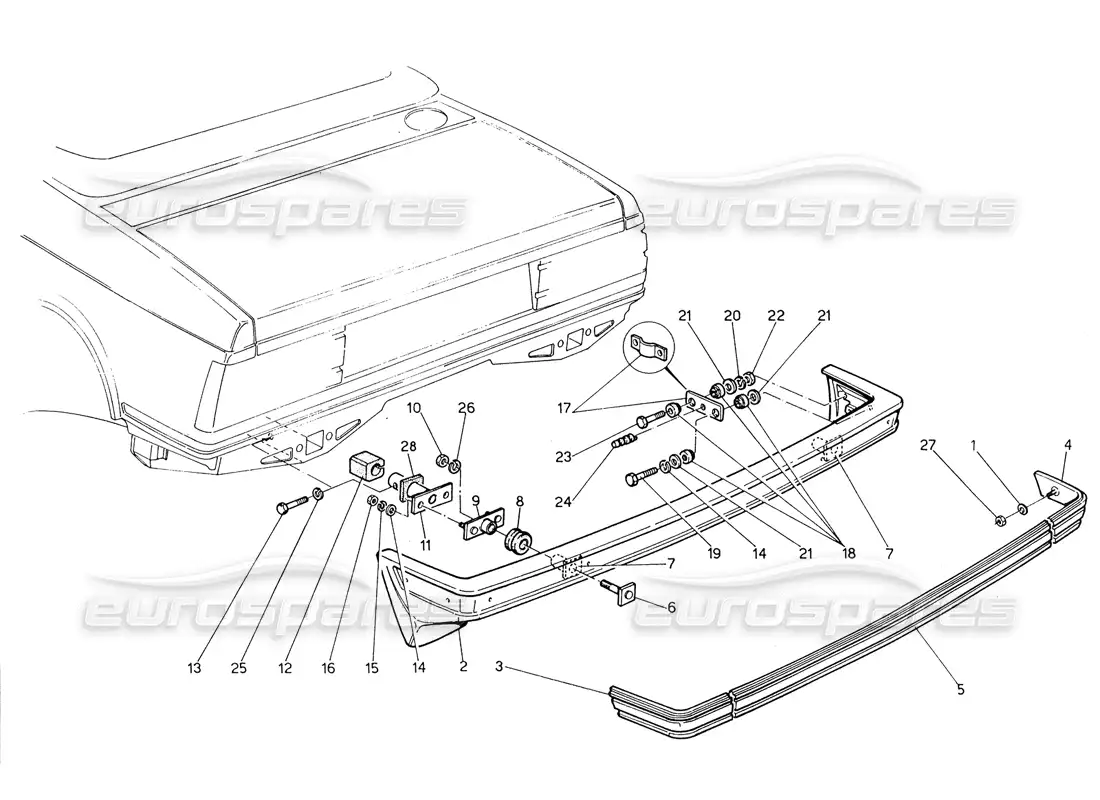 maserati biturbo spider rear bumper parts diagram