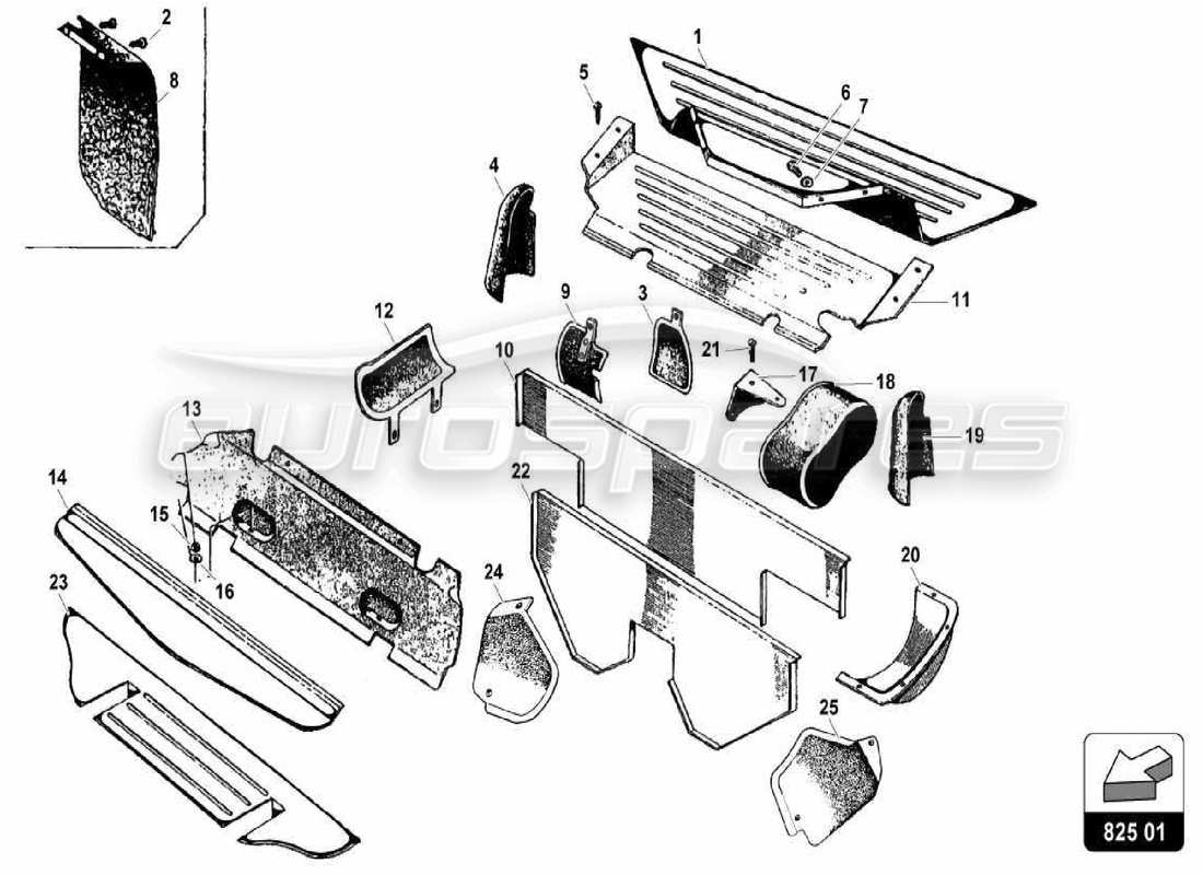 lamborghini miura p400s heat shield parts diagram