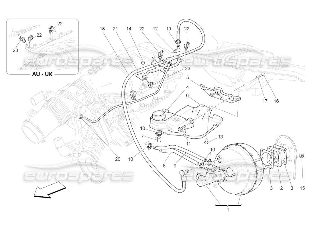 maserati qtp. (2007) 4.2 f1 brake servo system parts diagram