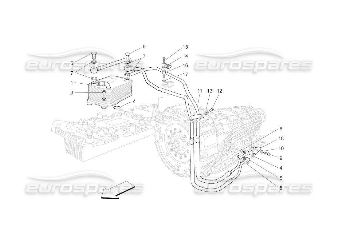 maserati qtp. (2010) 4.2 auto lubrication and gearbox oil cooling part diagram