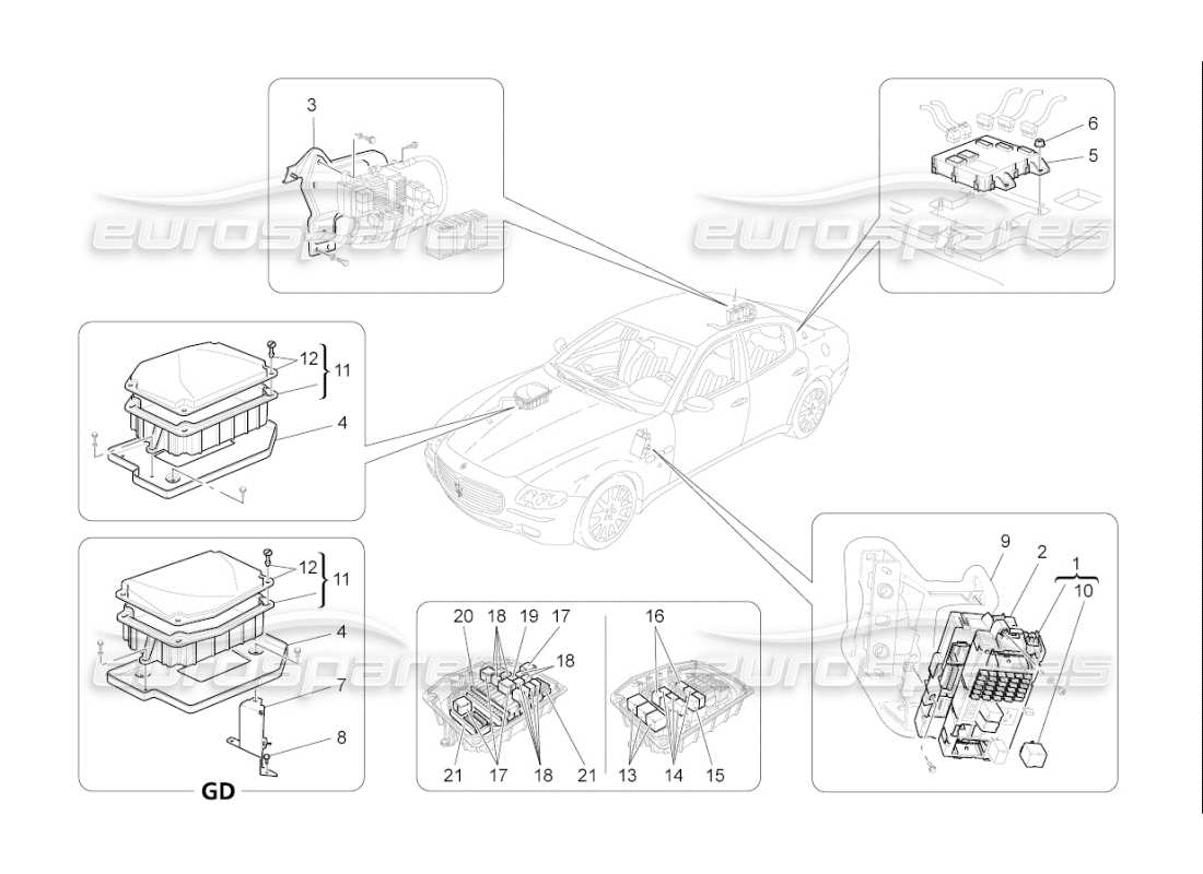 maserati qtp. (2009) 4.7 auto relays, fuses and boxes part diagram