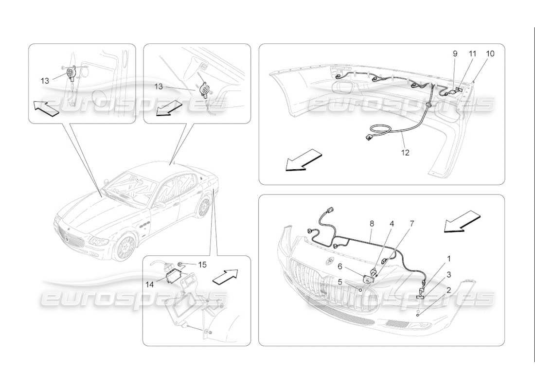 maserati qtp. (2009) 4.2 auto parking sensors part diagram