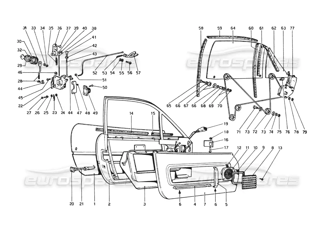 ferrari 512 bb doors parts diagram