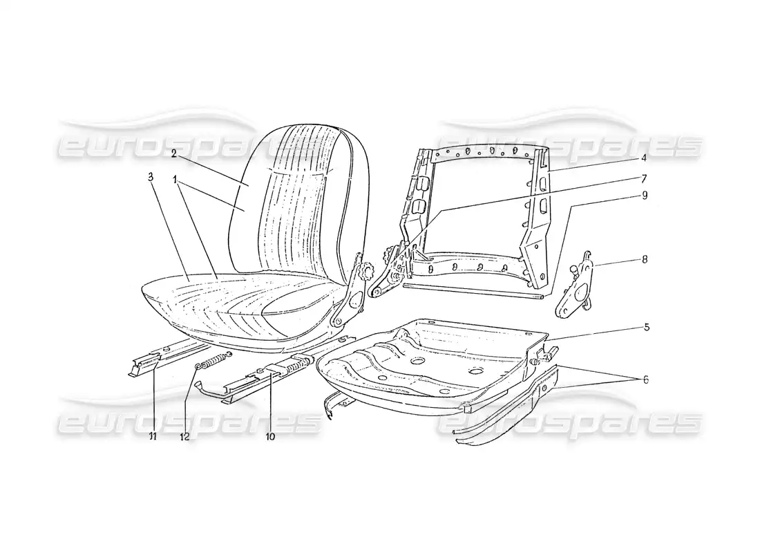 ferrari 330 gtc / 365 gtc (coachwork) seats parts diagram